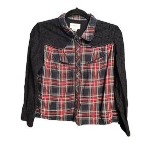Denim & Supply by Ralph‎ Lauren Plaid button down with Black Lace size Medium